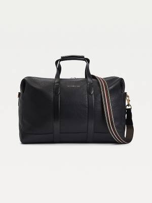 Black Tommy Hilfiger Casual Leather Duffel Men's Bags | TH502GPD