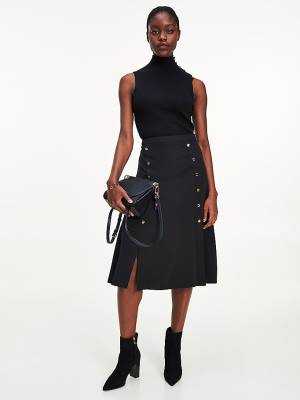 Black Tommy Hilfiger Mock Turtleneck Sleeveless Jumper Women's Sweaters | TH675CGE