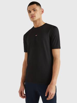 Black Tommy Hilfiger Sport Essential Slim Fit Recycled Men's T Shirts | TH976NPR