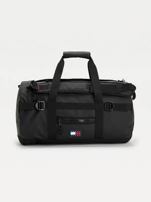 Black Tommy Hilfiger Urban Tommy Badge Two-Way Duffle Men's Bags | TH687QLJ
