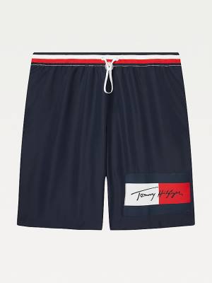 Blue Tommy Hilfiger Adaptive Signature Mid-Length Shorts Men's Swimwear | TH385TDC