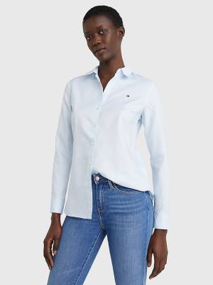 Blue Tommy Hilfiger Heritage Oxford Regular Fit Women's Shirts | TH526KPD