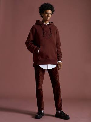 Brown Tommy Hilfiger Crest Embroidery Organic Cotton Men's Hoodie | TH705JWS
