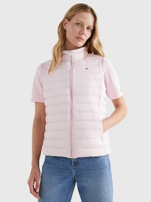 Pink Tommy Hilfiger Essential Removable Hood Down Vest Women's Coats | TH695QHF
