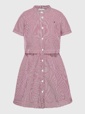 Pink Tommy Hilfiger Ithaca Stripe Shirt Girls' Dress | TH932HQU