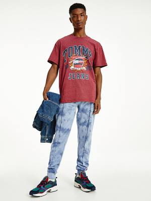 Red Tommy Hilfiger Vintage Logo Washed Men's T Shirts | TH963QFZ