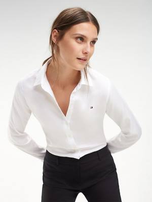 White Tommy Hilfiger Heritage Oxford Regular Fit Women's Shirts | TH521ZFR