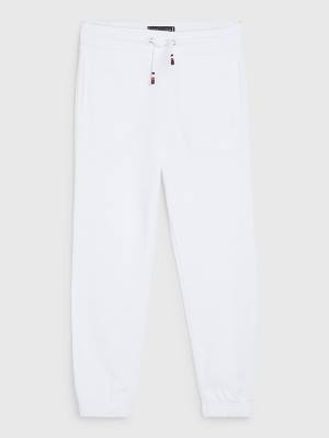 White Tommy Hilfiger Logo Drawstring Joggers Boys' Pants | TH327FCV