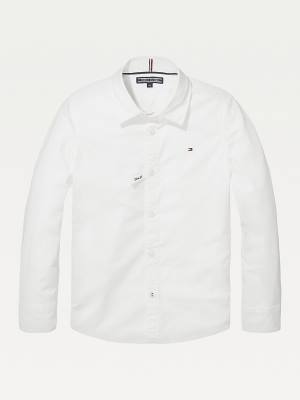 White Tommy Hilfiger Slim Fit Stretch Boys' Shirts | TH421UPD