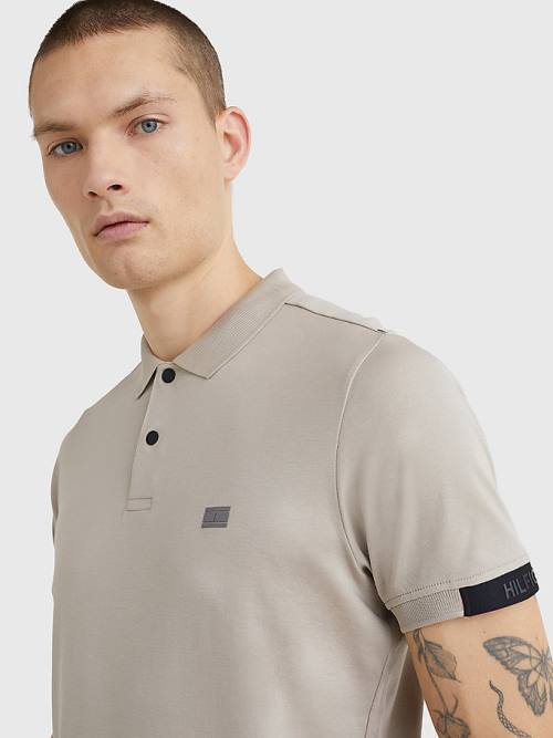 Beige Tommy Hilfiger TH Flex Tech Essentials Slim Men's Polo Shirts | TH647KSH