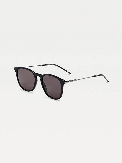 Black Tommy Hilfiger Acetate Rounded Square Men's Sunglasses | TH913LRM