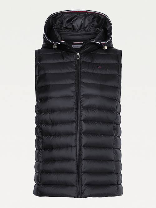 Black Tommy Hilfiger Down-Filled Quilted Vest Women's Coats | TH815HKX