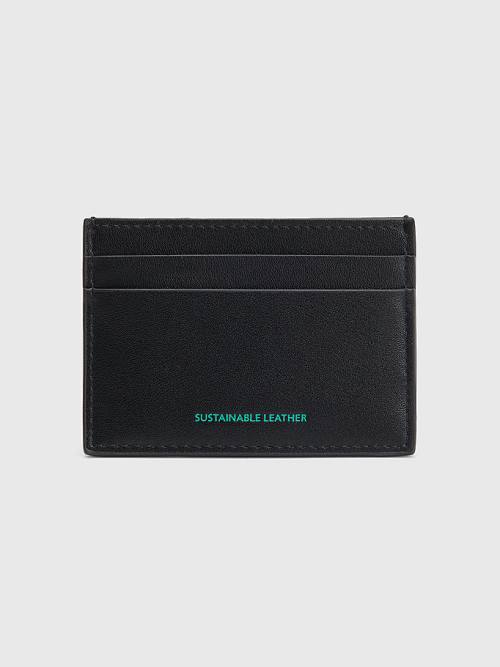 Black Tommy Hilfiger Essential Card Holder Men's Wallets | TH370NTM