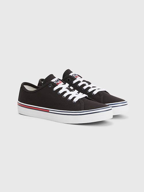 Black Tommy Hilfiger Essential Low-Top Canvas Women\'s Sneakers | TH016MDQ