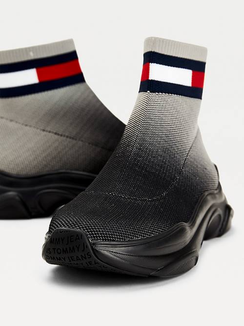 Black Tommy Hilfiger Ombre Knit Hybrid Women's Boots | TH359IET