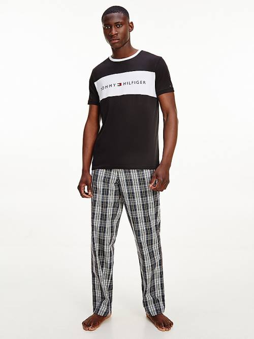 Black Tommy Hilfiger Original Colour-Blocked Logo Men's Pyjamas | TH239YKU