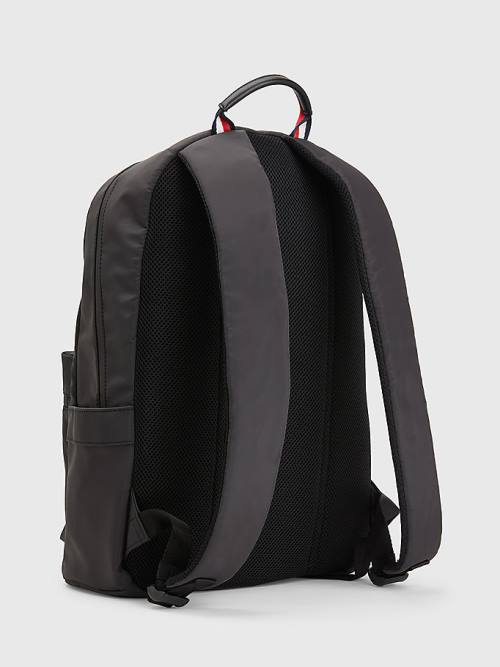 Black Tommy Hilfiger Recycled Polyester Signature Logo Backpack Men's Bags | TH604QEM