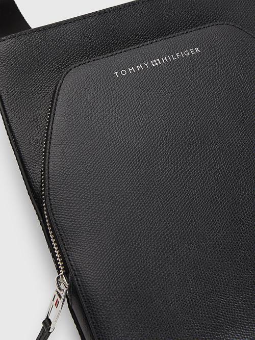 Black Tommy Hilfiger Small Leather Reporter Men's Bags | TH721MIH