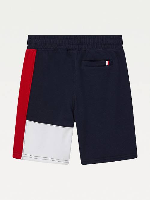 Blue Tommy Hilfiger Adaptive Colour-Blocked Knit Shorts Boys' Pants | TH963ZYV