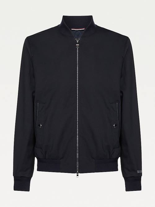 Blue Tommy Hilfiger Elevated Tech Virgin Wool Bomber Men's Jackets | TH958XWQ