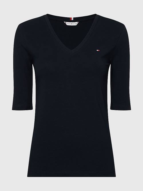 Blue Tommy Hilfiger Essentials Slim Fit Half Sleeve Women's T Shirts | TH280EMX