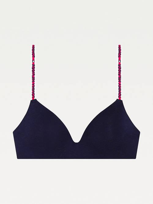 Blue Tommy Hilfiger Logo Tape Triangle Bra Women's Underwear | TH920CYF