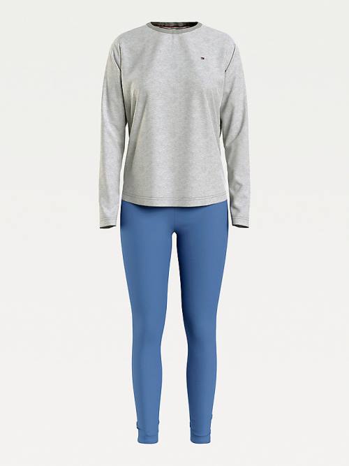 Blue Tommy Hilfiger Long Sleeve Leggings Set Women's Pyjamas | TH351LZW