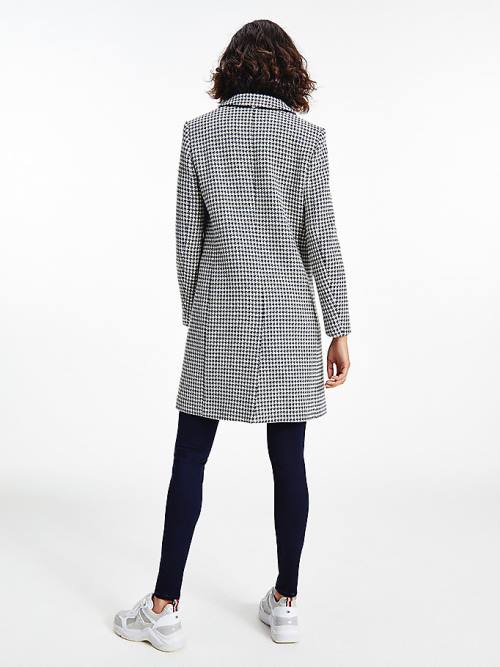 Blue Tommy Hilfiger Recycled Wool Blend Houndstooth Women's Coats | TH069FXC