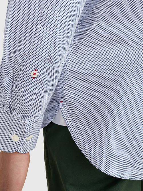Blue Tommy Hilfiger Solid Print Regular Fit Poplin Men's Shirts | TH638CVQ