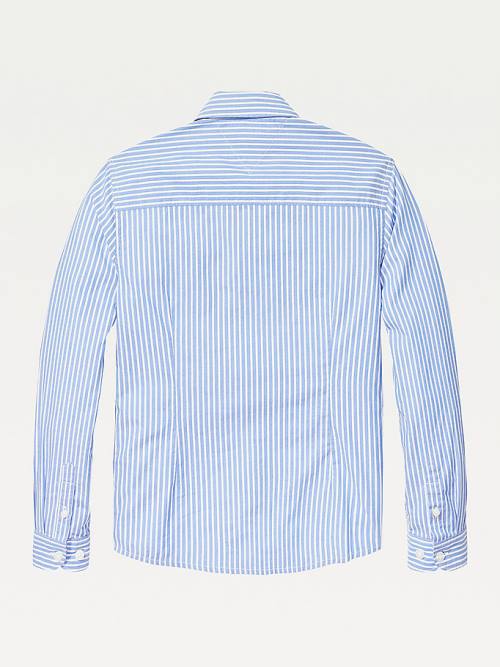 Blue Tommy Hilfiger Stripe Oxford Shirt Girls' T Shirts | TH319MQS