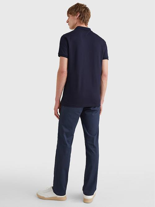 Blue Tommy Hilfiger TH Flex Bubble Weave Slim Men's Polo Shirts | TH398QFM