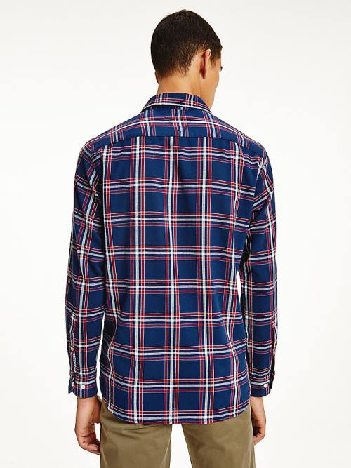 Blue Tommy Hilfiger TH Flex Plaid Regular Fit Men's Shirts | TH718TCH
