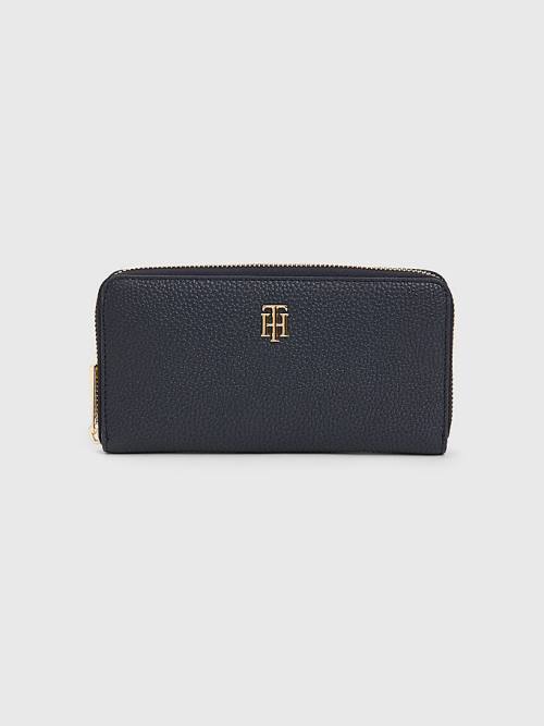 Blue Tommy Hilfiger TH Monogram Large Zip-Around Women\'s Wallets | TH348WBM