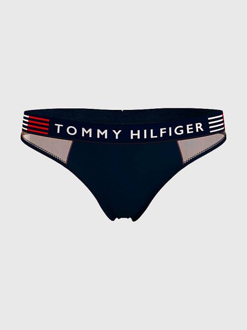 Blue Tommy Hilfiger TH Stretch Colour-Blocked Thong Women's Underwear | TH306QRU
