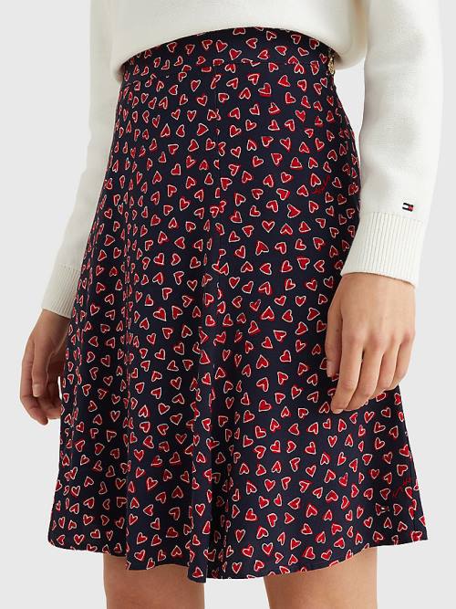 Blue Tommy Hilfiger Valentines Heart Print Women\'s Skirts | TH760WMK