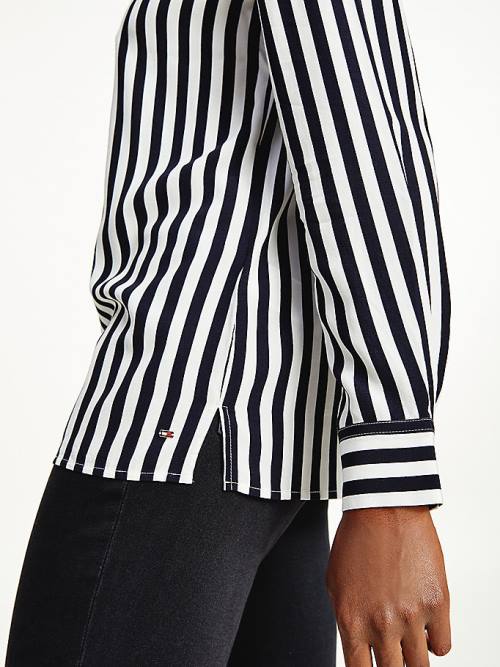 Blue Tommy Hilfiger Viscose Regular Fit Printed Women's Blouse | TH632PLM