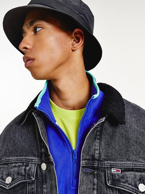 Denim Tommy Hilfiger Sherpa-Lined Black Denim Men's Jackets | TH498VTD