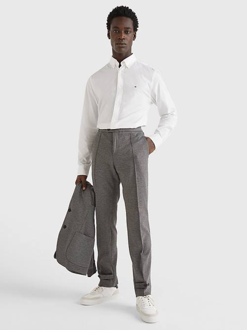 Grey Tommy Hilfiger Elasticated Belt Slim Fit Men's Pants | TH104KAS