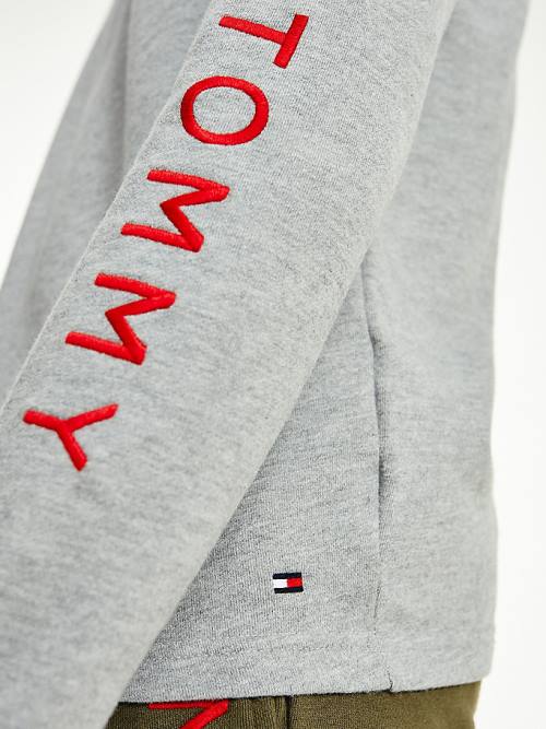 Grey Tommy Hilfiger Lounge Embroidery Track Sweatshirt Men's Pyjamas | TH798CAQ