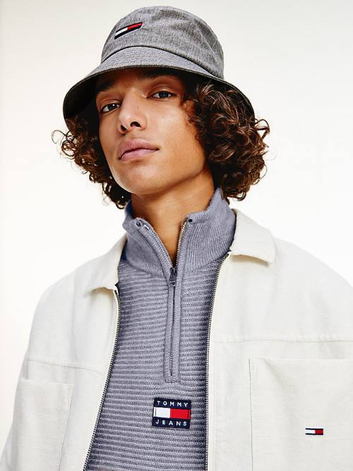 Grey Tommy Hilfiger Recycled Melange Bucket Men's Hats | TH192FQO