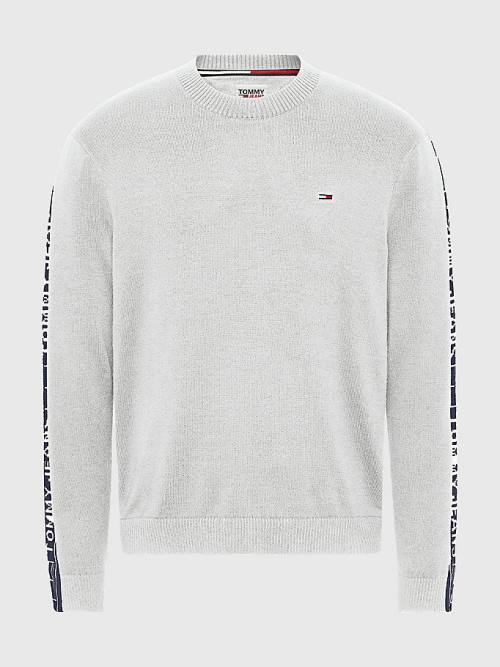 Grey Tommy Hilfiger Relaxed Organic Cotton Jumper Men's Sweaters | TH579DUC