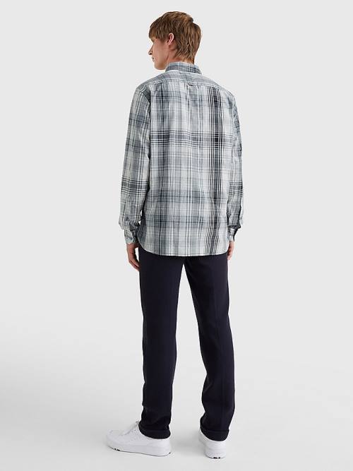 Grey Tommy Hilfiger Shadow Check Relaxed Fit Men's Shirts | TH906LZB