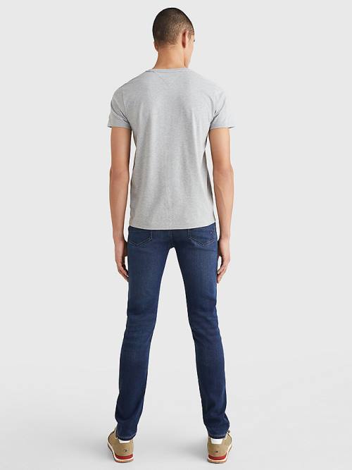 Grey Tommy Hilfiger Signature Split Logo Men's T Shirts | TH920AEN