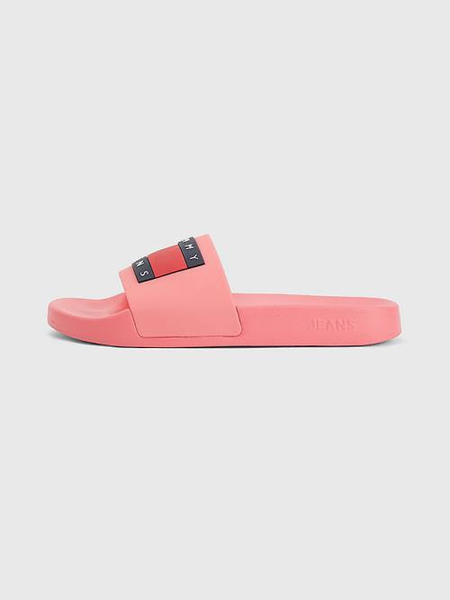 Pink Tommy Hilfiger Badge Slides Women's Sandals | TH810CFG