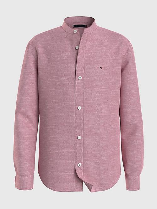 Pink Tommy Hilfiger Cotton Linen Collarless Boys\' Shirts | TH694BES