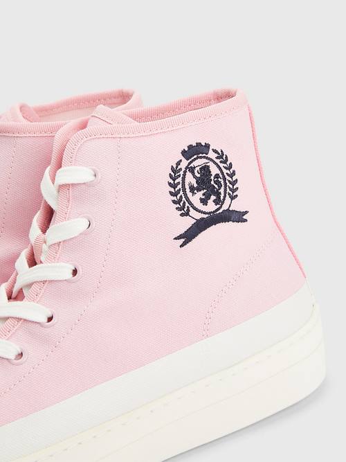 Pink Tommy Hilfiger Crest Canvas High Top Men's Sneakers | TH280MDA