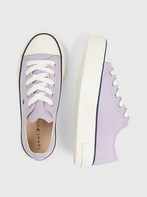 Purple Tommy Hilfiger Canvas Chunky Low-Top Girls' Sneakers | TH563FLQ
