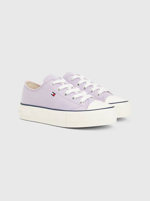 Purple Tommy Hilfiger Canvas Chunky Low-Top Girls\' Sneakers | TH563FLQ