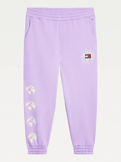 Purple Tommy Hilfiger Curve Logo Recycled Cotton Blend Joggers Women's Pants | TH915SQJ