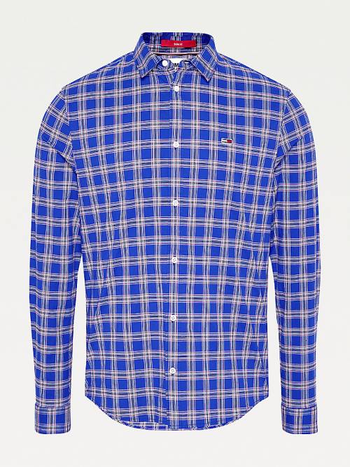 Purple Tommy Hilfiger Stretch Poplin Check Men\'s Shirts | TH132ZGU